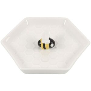 Bee Hexagonal Trinket Dish on white background